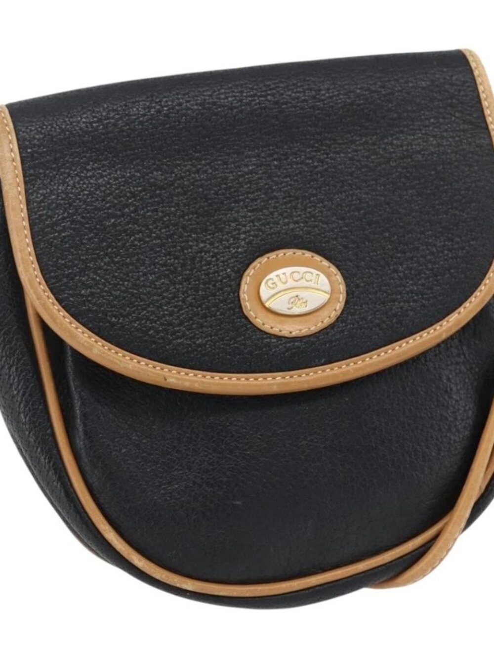 GUCCI Shoulder Bag Leather Black Gold Auth ep13083